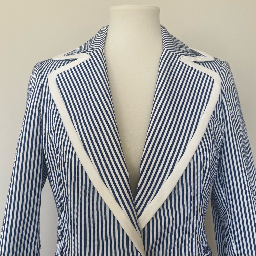 St. John Navy and White Striped Blazer - Picture 4 of 10